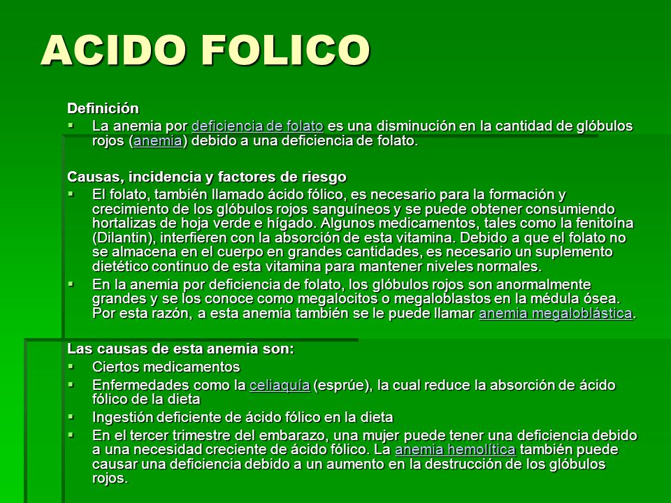 Anemia acido folico sintomas